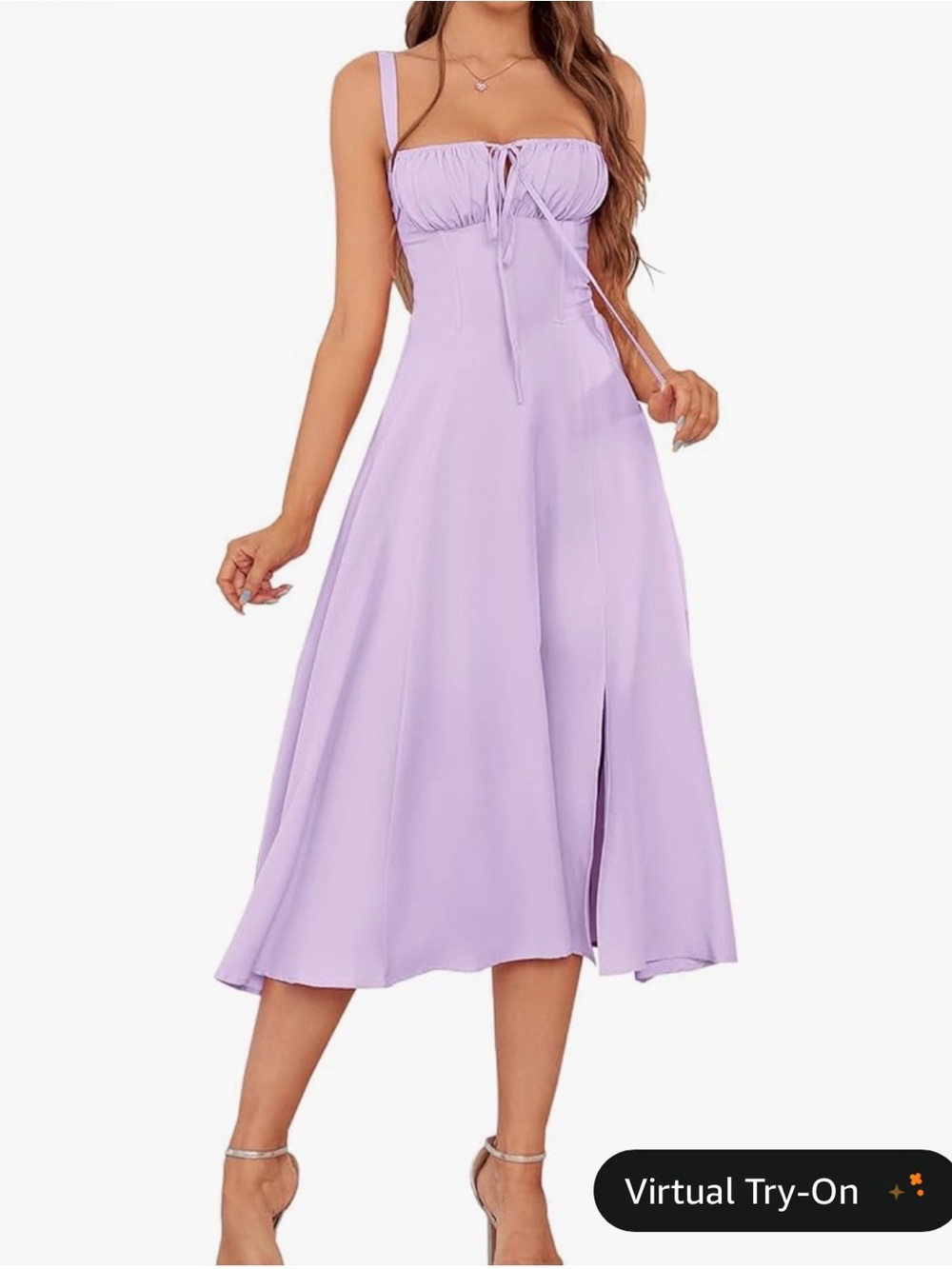 LILAC CORSET BACK MIDI SUNDRESS MILKMAID TEA PARTY DRESS M